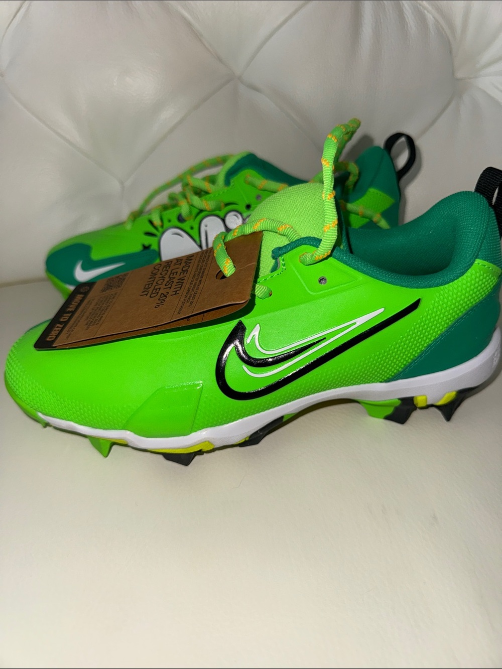 Nike Kids Neon Green and Teal Soccer Cleats